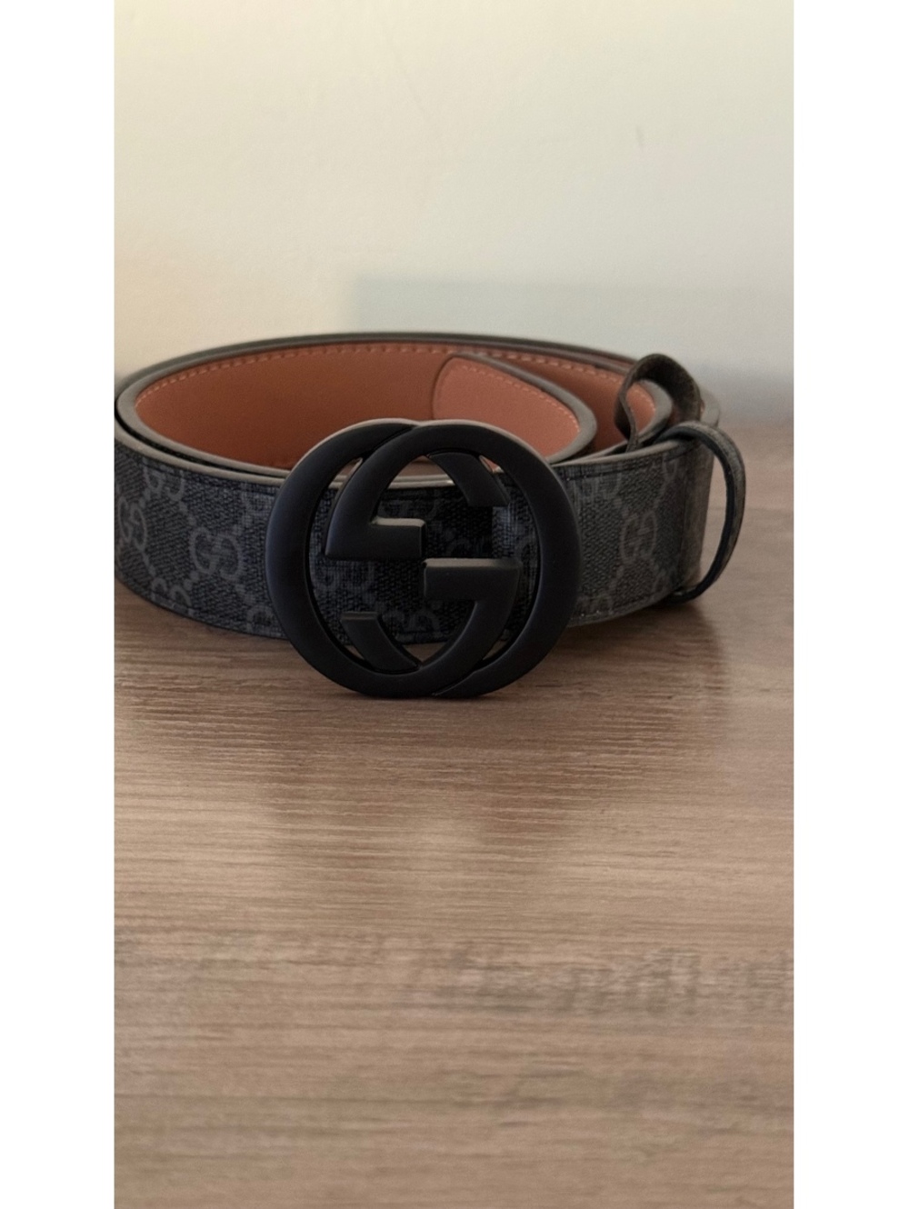 Gucci GG Monogram Interlocking G Buckle Belt Black/Gray Size 90/36